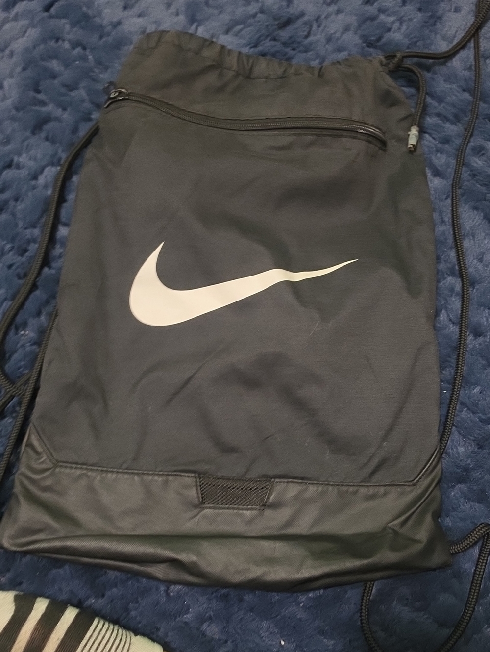 Nike Black Drawstring Backpack with White Swoosh